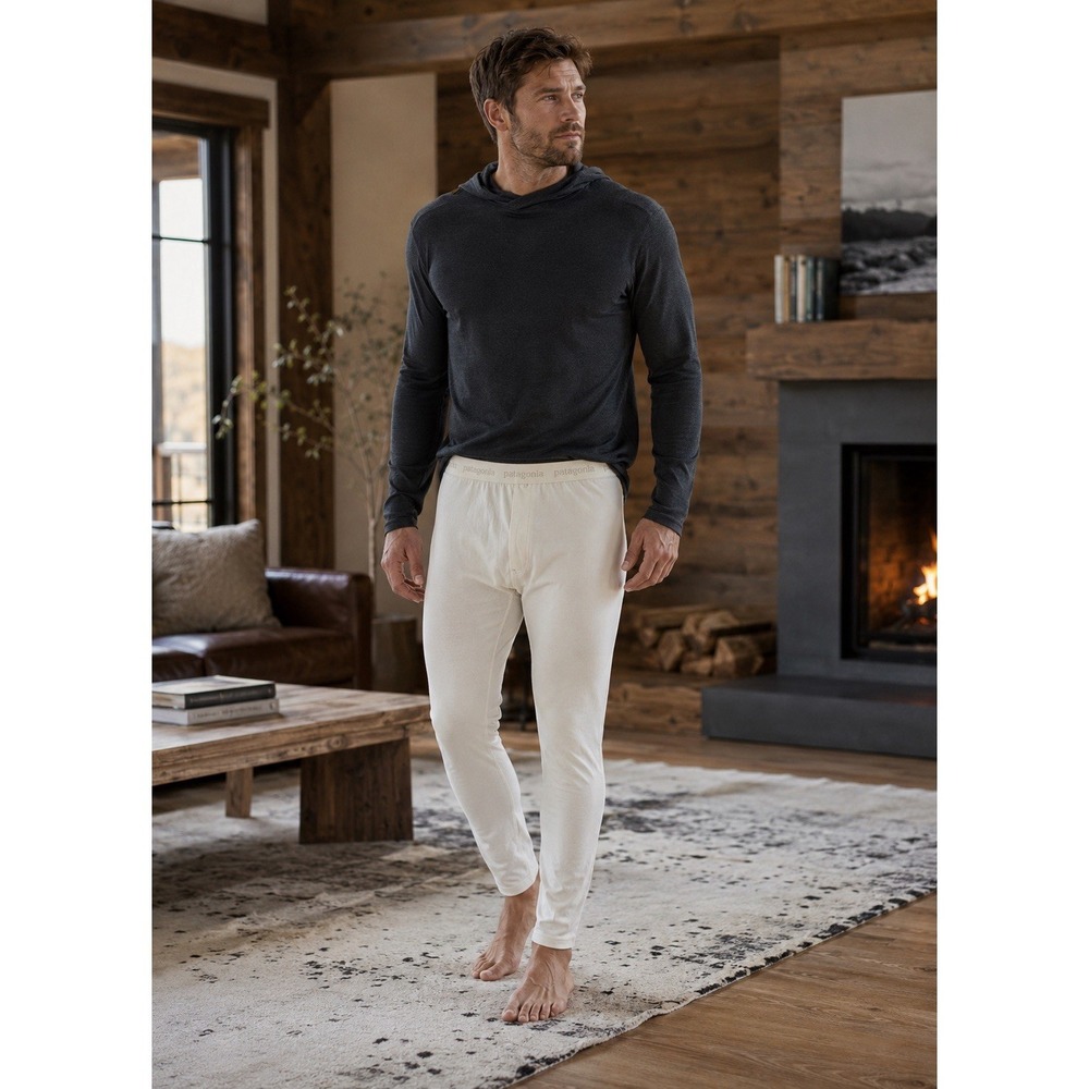 Patagonia Mens L Capilene Baselayer Lightweight Pant White